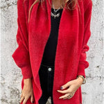 Warm Corner Knit Plush Tassel Trim Relaxed Shawl Cardigan