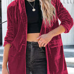 women's casual gold velvet suit jacket