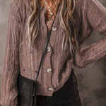 Goat Cut Out Textured Knit Button Front Cardigan