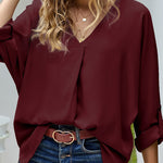 Zeagoo Zeagoo Casual V Neck Batwing 3/4 Sleeve T-Shirts Solid Color Loose Fit Cute Basic Flowy Tunic Tops