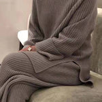 Fashion Rib Knitted Striped Suits