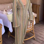 LACE HOLLOWED-OUT V-NECK DRESS