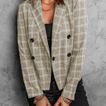 New plaid printed button casual blazer