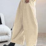 Harem Pants Wide Leg Elasticity Solid Color Split-Joint Pants Trousers