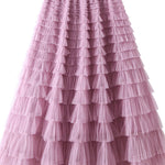 Be Your Own City Queen Tiered Elastic Waist Tulle Maxi Skirt