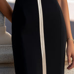 Sleeveless Contrast-Trim Sheath Midi Dress