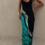 Starry Sky Tie-dye-print Stretch-back Maxi Dress