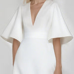 Batwing Sleeves Solid Color Split-Joint V-Neck Evening Dresses Maxi Dresses