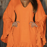 Elegant style polyester pullover V-neck irregular skirt dress