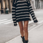 Time for Warmer Layers Fluffy Stripes Relaxed Knit Sweater