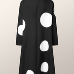 Long Sleeves Loose Asymmetric Buttoned Polka-Dot Tied Mock Neck Jackets&Coats Midi Dresses Outerwear