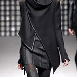 Original Asymmetric Split-Joint High-Neck Woolen Coat