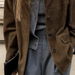 Nubuck Vintage Lapel Loose Suede Jacket