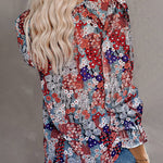 Zeagoo Zeagoo Women's Boho Tops Floral Print V Neck Short Sleeve Casual Loose Blouses Shirts