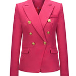 Long Sleeves Buttoned Notched Collar Blazer Outerwear