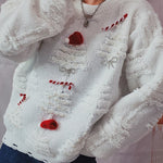 Christmas Pattern Knitted Crew Neck Long Sleeved Sweater
