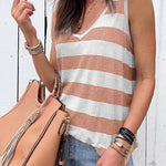 V Neck Striped Tank Top