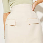 High-waisted A-line Suit Skirt with Patch Pockets