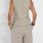 Women Casual Linen Waistcoat Two Set Suits