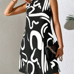 A-line Sleeveless Contrast Color Printed Mini Dresses