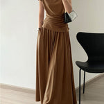 High Waisted Loose Solid Color Long Skirts Skirts Bottoms