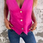 V-Neck Cotton And Linen Vest