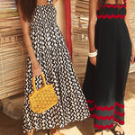 A-line High Waisted Contrast Color Zipper Square-neck Maxi Dresses Midi Dresses