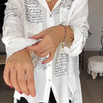 Letter Print Fashion Lapel Shirt