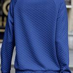 Solid Color Plaid Turtleneck Button Casual Sweatshirt