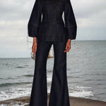 High Waisted Wide Leg Pockets Solid Color Jean Pants Bottoms