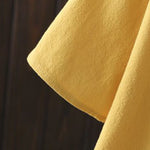 Women'S Solid Color Cotton And Linen Round Neck Button Short Sleeve Irregular Slit At Hem Button Blouse
