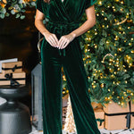 Solid color velvet sexy casual lace-up jumpsuit