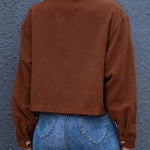 Flap Pockets Turn Down Collar Corduroy Shacket