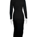 Bodycon Elasticated Waist Pleated Solid Color Split-Joint Split-Side Deep V-Neck Midi Dresses