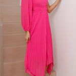 Marissa Pink Pleated Midi Dress