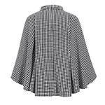 Batwing Sleeves Long Sleeves Houndstooth Tied Waist Stand Collar Cape Outerwear