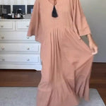 Women Solid Color V Neck Comfy Maxi Dress