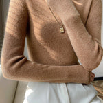 Casual Skinny Long Sleeves Solid Color Half Turtleneck Sweater Tops