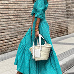Special Treat Printed Elastic Waist Shirt Maxi Dress