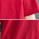 A-Line Loose Chinese Frog Buttons Pockets Solid Color Split-Side V-Neck Midi Dresses