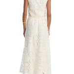 Nice Try Embroidered Crochet Lace Tassle Trim Elastic Waist Midi Skirt