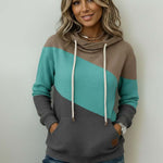 Women'S Casual Loose Color-Blocked Sweatshirt
