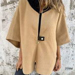 Fashionable Casual Stand Collar Zippered Loose Jacket