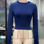 Long Sleeves Skinny Hollow Solid Color Round-Neck T-Shirts Tops