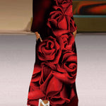 Long Sleeves Loose Floral Printed Gradient V-Neck Maxi Dresses