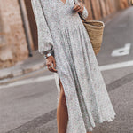 Multicolor Floral V Neck Slits Maxi Dress
