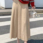 Pleated skirt slimming high-waisted mid-length with sweater A-line skirt