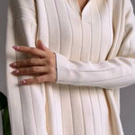 Stylish Pit Stripe Jacquard Sweater Two-pieces Set