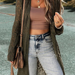 Knit Hollow out Open Front Long Cardigan