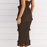 Fashion shirring suspender slim fit tube top suspender dress